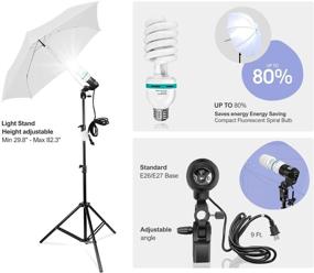 img 3 attached to 📸 LimoStudio AGG412 Photography Continuous Umbrella Studio Lighting Kit with 10 ft. Backdrop Stand and 6 x 9 ft. Green Background Screen + Carry Bag