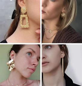 img 3 attached to 💎 Gold Statement Drop Dangle Earrings: 14 Pairs of Boho Bohemian Tassel Hanging Earrings for Women – Fashion Retro Big Geometric Earrings, Perfect Jewelry Gift for Girls