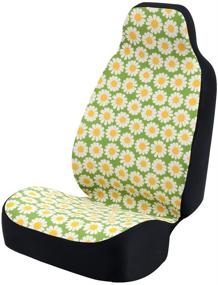 img 4 attached to Coverking Universal Fit 50/50 Bucket Flower Fashion Print Seat Cover - Daisy Crazy (Yellow And White Daisies With Green Background)