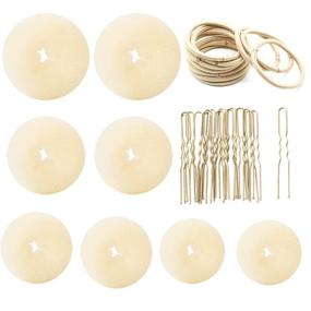 img 4 attached to 🎀 Hair Bun Maker Set - Donut Bun Maker Ring Style with 18 Bobby Pins, 10 Elastic Hair Tie Bands, and 8 Bun For Chignon Hair Styles (Blonde) - 2 Small, 2 Medium, 2 Large, 2 Extra-Large