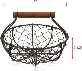 img 1 attached to 🥚 CVHOMEDECO Chicken Wire Egg Baskets - Rustic Gathering Baskets with Wooden Handle, Vintage Country Style Storage Baskets - Set of 2 (Round)