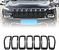 вставки решетки переднего бампера jeep cherokee 2014-2018, обрамление решетки, черные, 7 шт., из abs - подходят к деталям cd-parts логотип