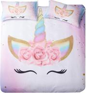 🦄 deerhome unicorn bedding: adorable 3-piece flower girl duvet cover set for teens, boys, and girls - twin size logo