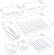 🗄️ puroma 7-pcs desk drawer organizer trays: large capacity plastic bins for efficiently organizing makeup, kitchen utensils, jewelry, and gadgets in clear dividers логотип