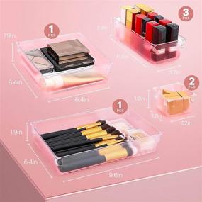 img 3 attached to 🗄️ Puroma 7-pcs Desk Drawer Organizer Trays: Large Capacity Plastic Bins for Efficiently Organizing Makeup, Kitchen Utensils, Jewelry, and Gadgets in Clear Dividers