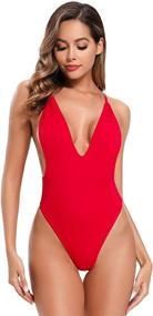 img 2 attached to 👙 Shekini Women's One Piece Swimsuit with Deep V-Neck for Bathing