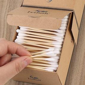 img 3 attached to Bamboo Cotton Swabs - 500 Count - Vegan Eco Friendly Q Tips, Plastic Free Ear Sticks, All Natural 100% Biodegradable Organic Cotton buds by Isshah