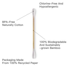 img 1 attached to Bamboo Cotton Swabs - 500 Count - Vegan Eco Friendly Q Tips, Plastic Free Ear Sticks, All Natural 100% Biodegradable Organic Cotton buds by Isshah