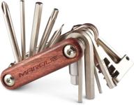 🚲 marque wood plate bike multitool - crv repair kit for road and mountain bikes. stylish wood panels enhancing grip - cyclist gift logo