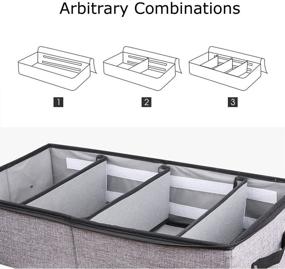 img 1 attached to 📦 Dark Grey Foldable Under Bed Storage Organizer with Handles & Adjustable Dividers - Ideal for Shoes, Clothes, Toys, Blankets, and Household Items