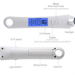 img 3 attached to 🌡️ 6-in-1 Instant Read Digital Meat Thermometer for BBQ Grill Cooking & Kitchen - 4 Taste Levels, Preset Function, Extended Size