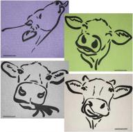 🐄 set of 4 swedish dishcloths with mixed cow silhouettes - eco friendly, reusable, and absorbent cleaning cloths logo