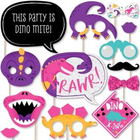 img 4 attached to Big Dot Happiness Roar Dinosaur Event & Party Supplies for Photobooth Props