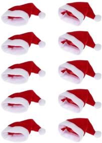 img 4 attached to 🎅 ONEYIM 10pcs Mini Santa Hat Wine Bottles Cover: Festive Home Christmas Decorations