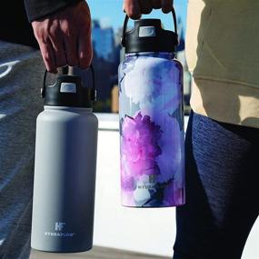 img 1 attached to 🌊 Hydraflow Hybrid - Triple Wall Vacuum Insulated Bottle with Flip Straw - 25oz Stainless Steel Water Bottle - Reusable & Eco-friendly - Powder Lt Stone Finish