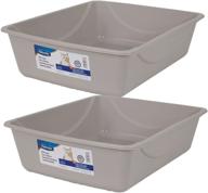 🐾 spacious petmate litter pan, blue mesa/mouse grey, large size - 2 pack offer! logo