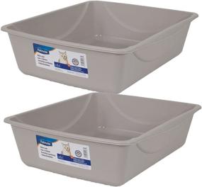 img 1 attached to 🐾 Spacious Petmate Litter Pan, Blue Mesa/Mouse Grey, Large Size - 2 Pack Offer!