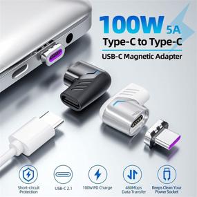 img 3 attached to 💡 Sisyphy Магнитный адаптер USB C: 5-контактный разъем типа C для MacBook Pro/Air и других устройств, USB PD 100W быстрая зарядка, передача данных 480 Мбит/с - без вывода видео