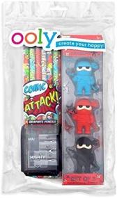 img 3 attached to 🎉 Ooly Happy Pack - Comic Attack: Graphite Pencils, Sharpener, and Erasers for Ultimate Creative Fun!