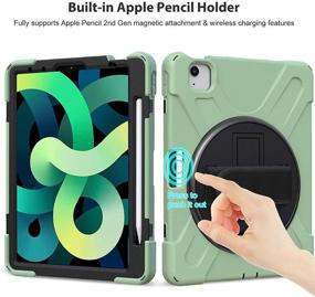 img 2 attached to ProCase iPad Air 4 Rugged Case 10.9 Inch 2020: Heavy Duty Shockproof Protective Cover with Rotating Kickstand - Green | Compatible with 4th Gen A2316 A2324 A2325 A2072