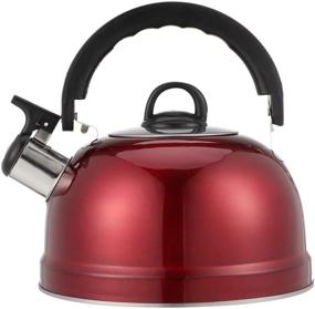 img 4 attached to ☕ Cabilock Stainless Steel Whistling Tea Kettle - 1.2L Red Teakettle Teapot with Cool Touch Ergonomic Handle