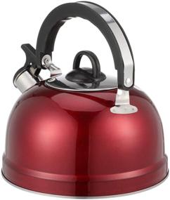 img 3 attached to ☕ Cabilock Stainless Steel Whistling Tea Kettle - 1.2L Red Teakettle Teapot with Cool Touch Ergonomic Handle