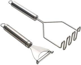 img 4 attached to 🥔 Whollyup Premium Stainless Steel Potato Peeler and Masher Set - Effortlessly Prepare Rustic Mashed Potatoes and More!