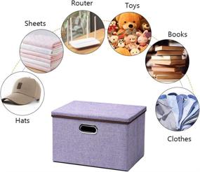 img 2 attached to Large Purple Foldable Storage Bins with Lids - Cube 🟣 Collapsible Nursery Storage Box for Bedroom, Wardrobe, Shelf, Office - UUJOLY