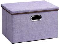 large purple foldable storage bins with lids - cube 🟣 collapsible nursery storage box for bedroom, wardrobe, shelf, office - uujoly logo