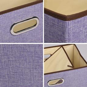 img 3 attached to Large Purple Foldable Storage Bins with Lids - Cube 🟣 Collapsible Nursery Storage Box for Bedroom, Wardrobe, Shelf, Office - UUJOLY