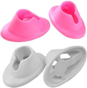 img 4 attached to 💅 Yueton 4pcs White and Pink Soft Rubber Nail Polish Bottle Holder: Essential Manicure Tools for Nail Art Enthusiasts
