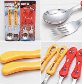 img 1 attached to 🕷️ Spiderman Children's Spoon & Fork Set - Ergonomic Grip Kids Cutlery, Safe Stainless Steel Dinnerware Set