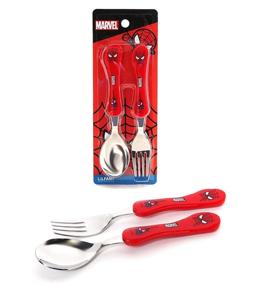 img 4 attached to 🕷️ Spiderman Children's Spoon & Fork Set - Ergonomic Grip Kids Cutlery, Safe Stainless Steel Dinnerware Set
