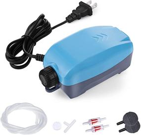 img 4 attached to 🐠 HITOP Dual Outlets Whisper Adjustable Aquarium Air Pump for 20-100 Gallon Fish Tanks - Quiet Oxygen Pump with Accessories (2 outlets, Blue)