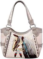 stylish concel carry handbag: justin west dales pony horse white mane embroidery feather for women logo