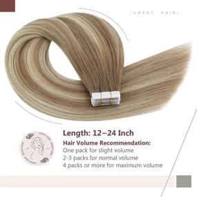 img 1 attached to Ugeat 22inch Remy Tape in Hair Extensions Human Hair Balayage, 50g 20pcs Tape in Hair Extensions for Women - #9A Brown with #60 Blonde (9A Grade)