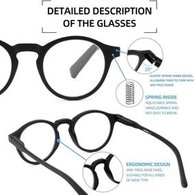 img 1 attached to 👓 UV Filter Blue Light Blocking Reading Glasses, Anti Glare/Headache/Eye Strain Computer Eyeglasses, Readers for Men and Women +1.50