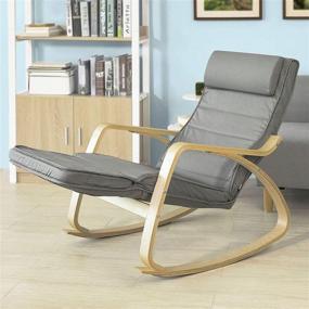 img 1 attached to 🪑 Haotian FST16-DG Rocking Chair with Foot Rest: Ultimate Comfort and Style in Grey
