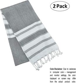 img 3 attached to 🏖️ Glamburg Peshtemal Turkish Towel - 2 Pack Oversized 36x71 Cotton Beach Towels for Adults - Soft, Durable, Absorbent, Extra Large Bath Sheets - Hammam Towel - Charcoal Grey