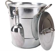 🧊 t586 4l silver galvanized metal ice bucket set with lid, scoop | double walled logo