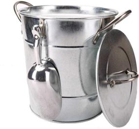 img 4 attached to 🧊 T586 4L Silver Galvanized Metal Ice Bucket Set With Lid, Scoop | Double Walled