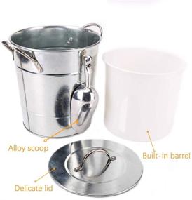 img 2 attached to 🧊 T586 4L Silver Galvanized Metal Ice Bucket Set With Lid, Scoop | Double Walled