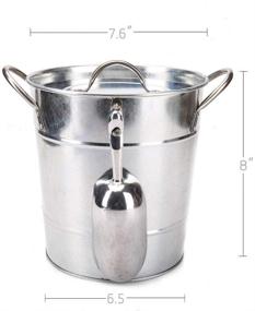 img 3 attached to 🧊 T586 4L Silver Galvanized Metal Ice Bucket Set With Lid, Scoop | Double Walled