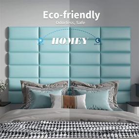 img 1 attached to 🎨 Art3d Teal Upholstered Headboard Panels: King, Full & Queen Sizes, Soundproof 3D Peel & Stick Wall Panels (Pack of 12)