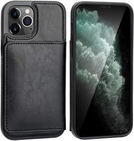 img 2 attached to 📱 KIHUWEY iPhone 12 Pro Max Wallet Case: Premium Leather Credit Card Holder with Kickstand, Shockproof Protection (Black)