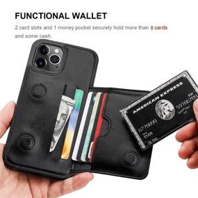 img 1 attached to 📱 KIHUWEY iPhone 12 Pro Max Wallet Case: Premium Leather Credit Card Holder with Kickstand, Shockproof Protection (Black)