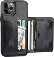 📱 kihuwey iphone 12 pro max wallet case: premium leather credit card holder with kickstand, shockproof protection (black) logo