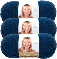 lion brand yarn 860-118 lion vanna's choice yarn, midnight blue - 3 pack for all your crafting needs logo