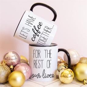 img 2 attached to Celebrimo Forever Together Coffee Mug Set - Ideal Engagement & Wedding Gift for Couples - Mr and Mrs Bride and Groom Couples Mugs - Perfect for Bridal Shower and Engaged Couples