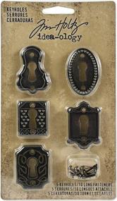 img 3 attached to 🔑 Tim Holtz Idea-ology Metal Keyholes with Extensive Fasteners - Pack of 5, Multiple Sizes, Antique Finishes - TH92718